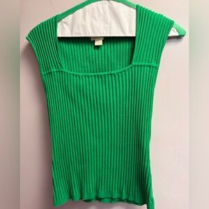EUC Maeve Ribbed Emerald Green Sleeveless Cropped Top Women’s XL